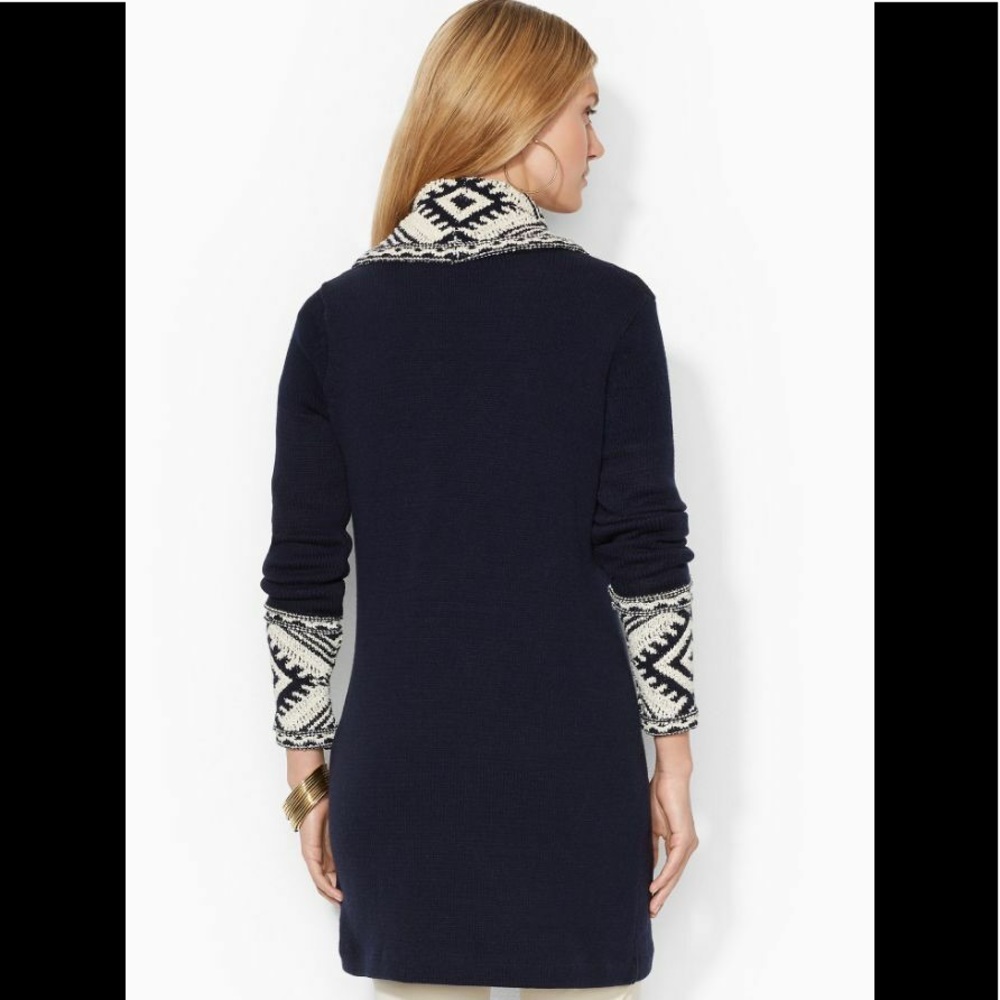 🤍 Lauren Ralph Lauren Geometric Aztec Front Cardigan - Picture 2 of 6